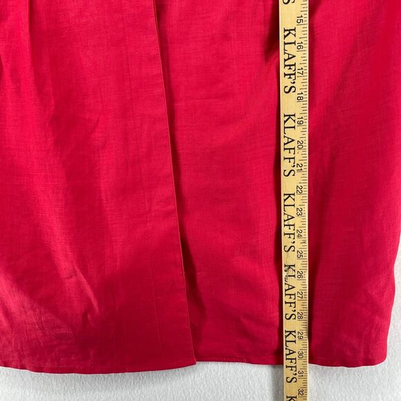 REGINA PORTER Top Women 18 Linen Button Front Collared Short Sleeve Red VTG - Picture 14 of 15